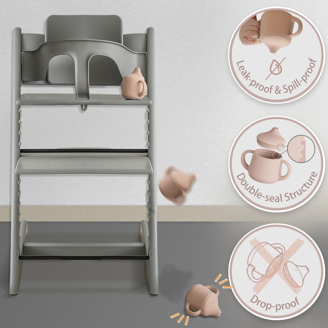 Moonkie Silicone Baby Sippy Cups | 3 Stages Training Cup Straw Cup for Infants Toddlers and Kid | 4 oz 2Pack