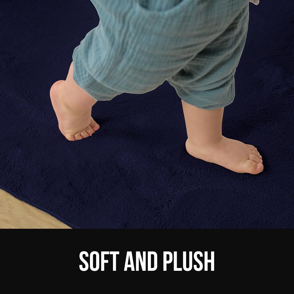 GORILLA GRIP Ultra Soft Washable Area Rug, Stain and Slip Resistant Plush Thick Carpet for Bedroom Living Room, No Shed Floor Rugs, Pet Friendly, Dorm Essentials, Kids Nursery Home Décor 5x3 Navy Blue