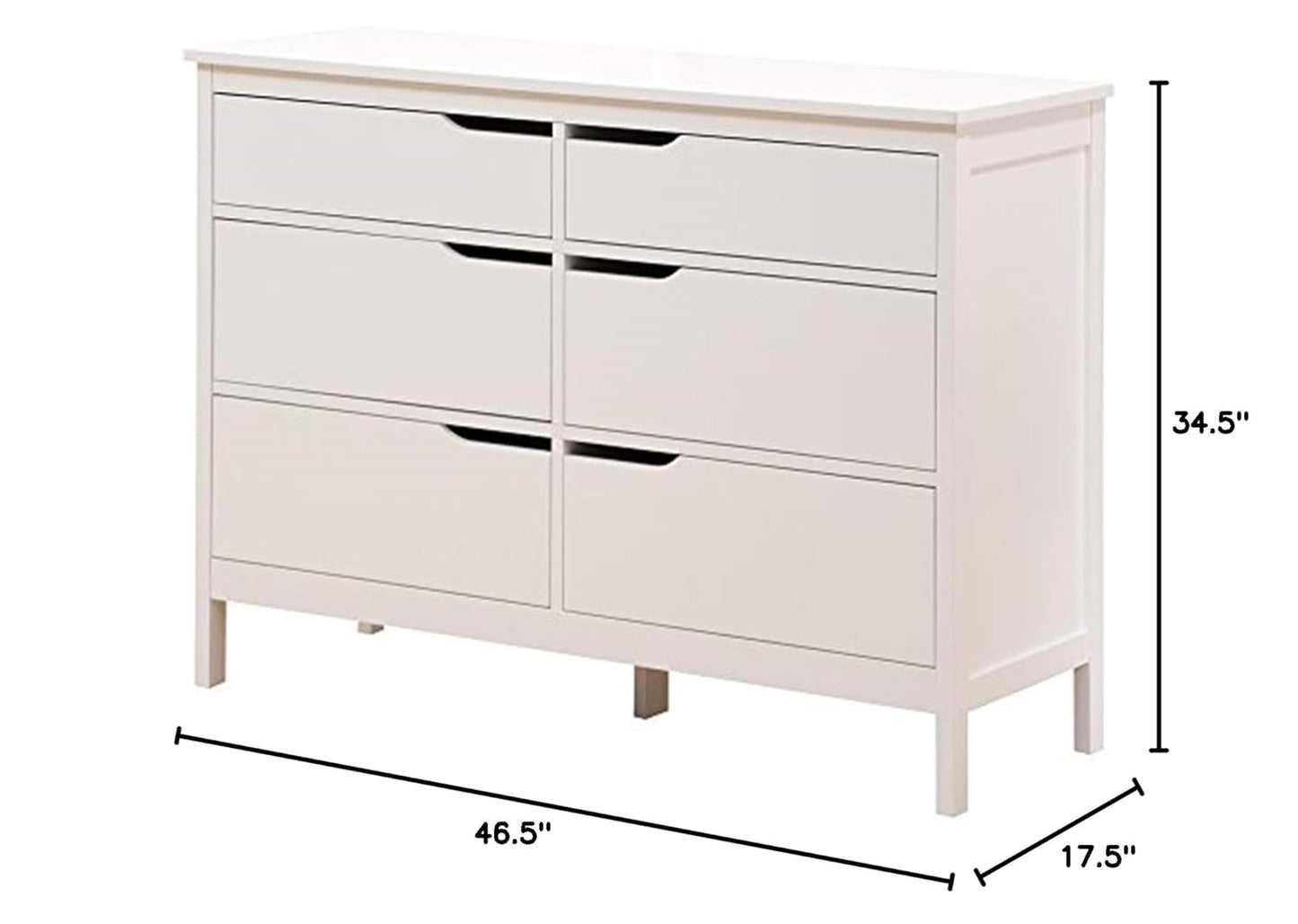 Angel Line Lauren 6 Drawer Dresser, White
