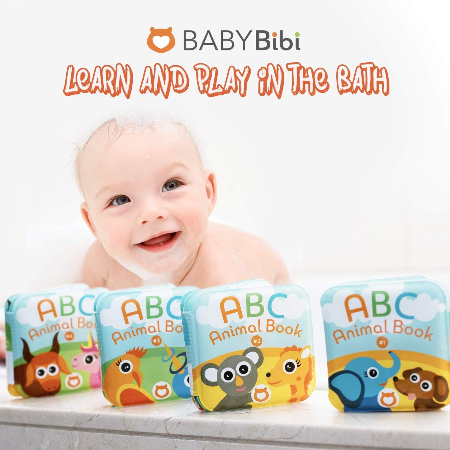 Floating Baby Bath Books. Kids Learning Bath Toys. Waterproof Bathtime Toys for Toddlers. Kids Educational Infant Bath Toys.(Set of 4: ABC Animal Bath Books)