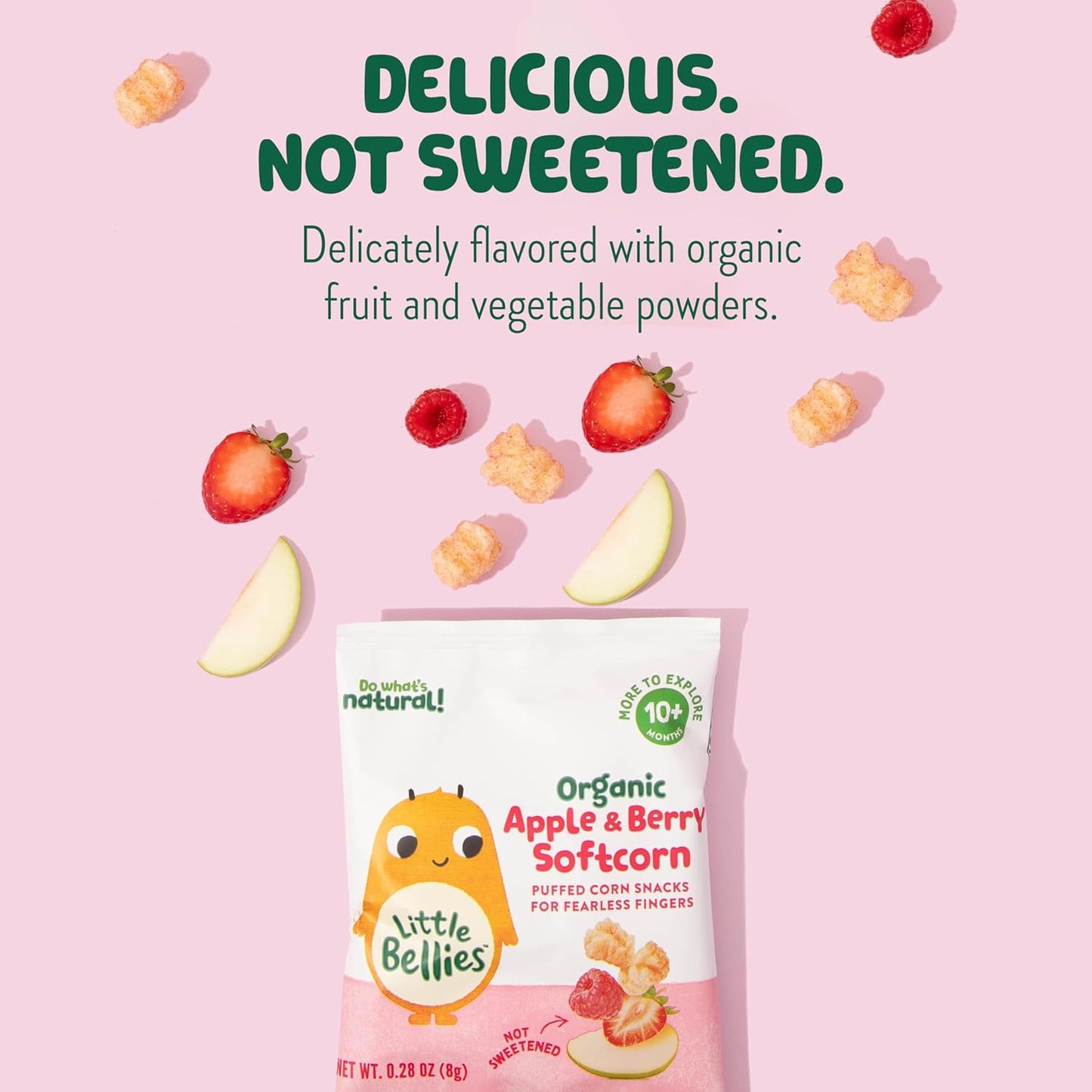 Little Bellies Organic Apple & Berry Softcorn Baby Snack (Pack of 18 x 0.28 oz Individual Packs)