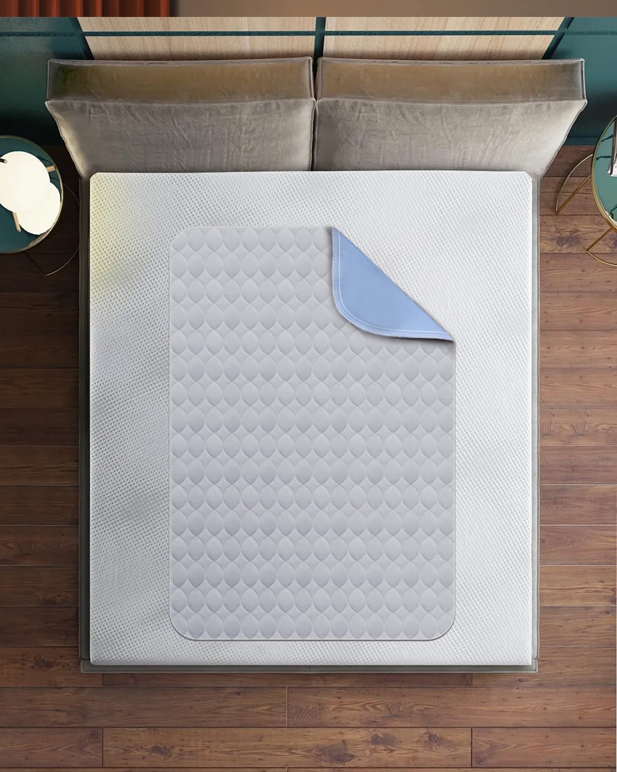 Washable Bed Pads 34" x 36" - 4 Pack, Grey, Waterproof Bed Pads for Incontinence, Bed Wetting Pads for Bed, Sofa, Floor, Resuable Underpads for Adults, Seniors, Pet