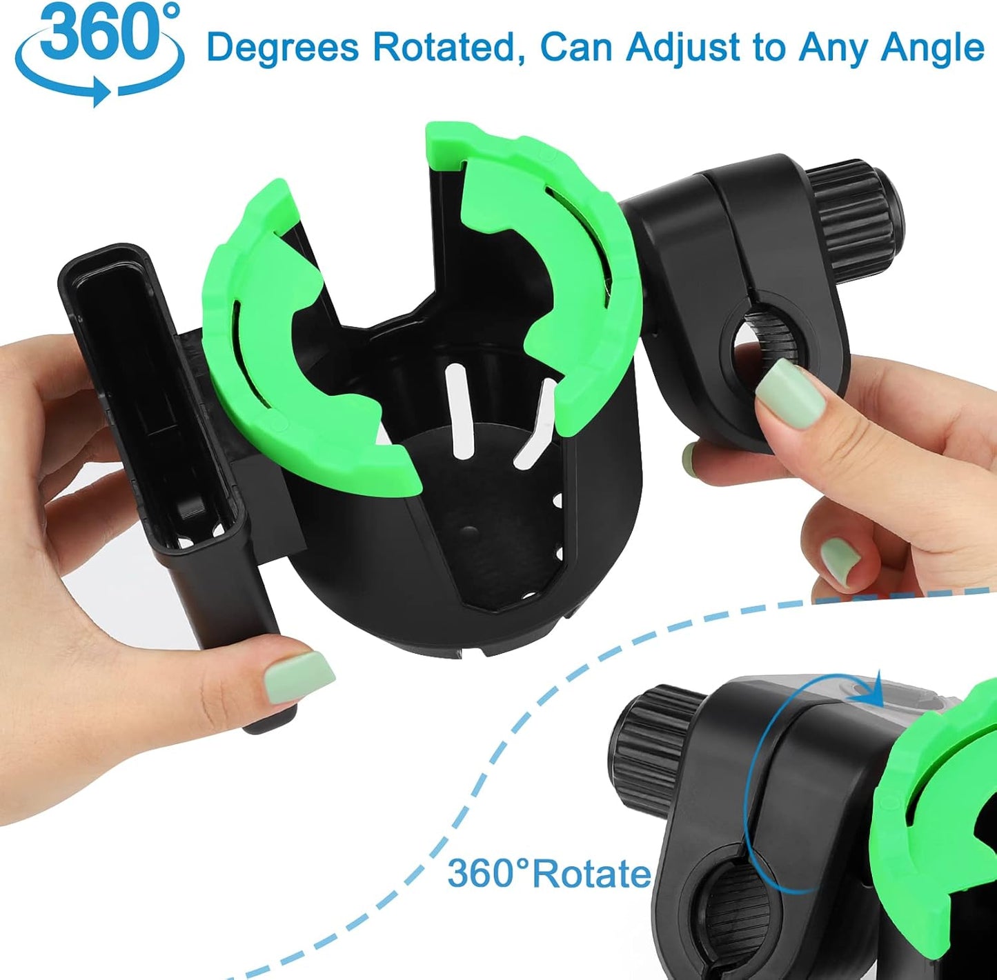 Accmor Stroller Cup Holder with Phone Holder, Universal Cup Holder, Bike Cup Holder, 360° Rotatable Large Caliber Drinks Holder for Stroller, Bike, Wheelchair, Walker