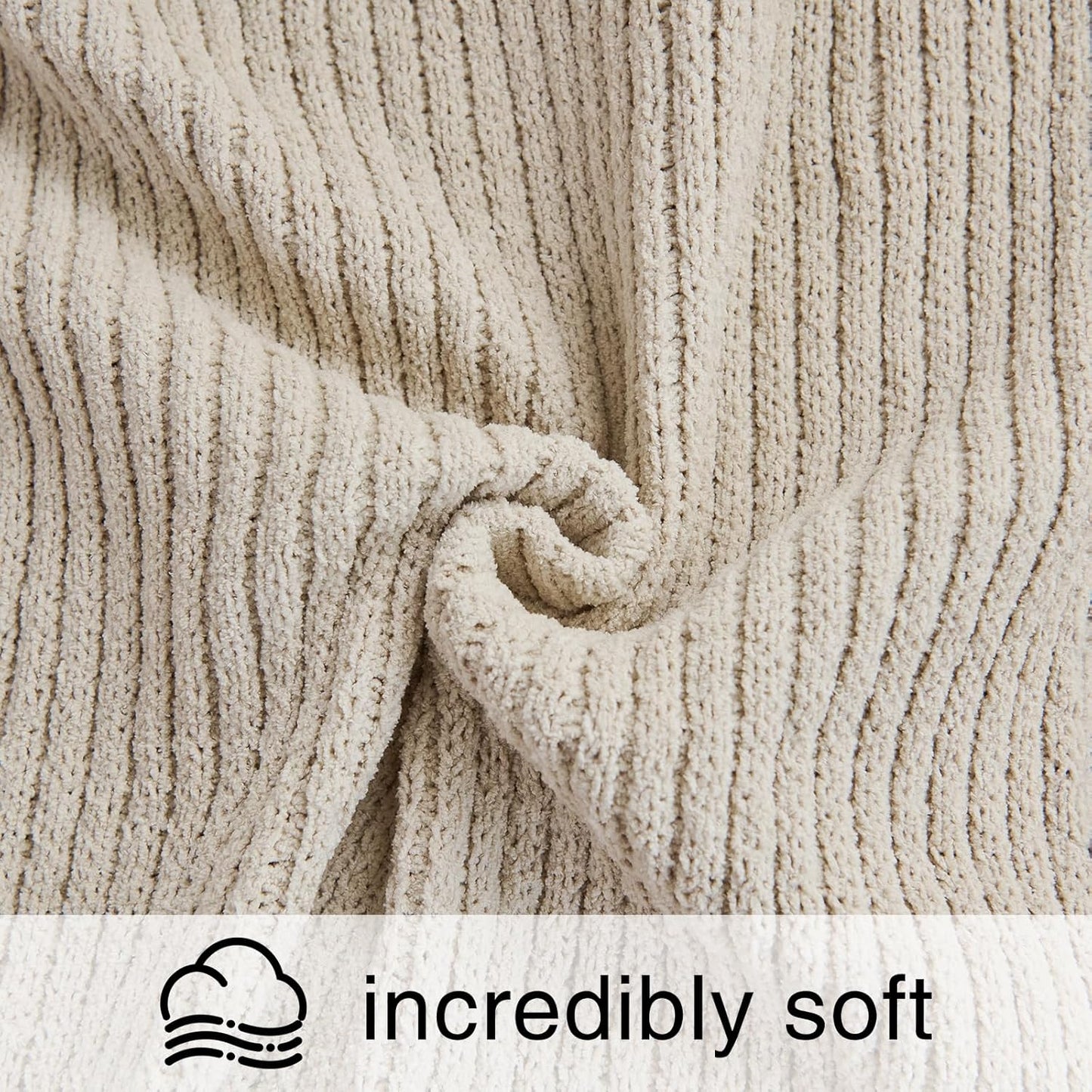 SeaRoomy Knit Throw Blanket,Super Soft Cozy Reversible Waffle Blanket,Warm Fluffy Fuzzy Plush Lightweight Double-Side Blanket for All Seasons for Couch,Sofa,Bed (Khaki,50"x70")