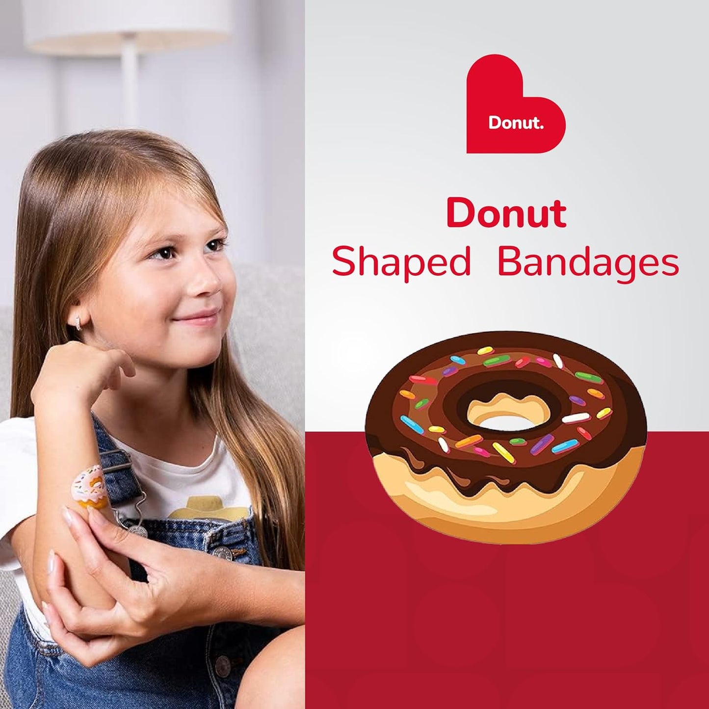 BioSwiss Bandages, Donut Shaped Self Adhesive Bandage, Latex Free Sterile Wound Care, Fun First Aid Kit Supplies for Kids, 24 Count