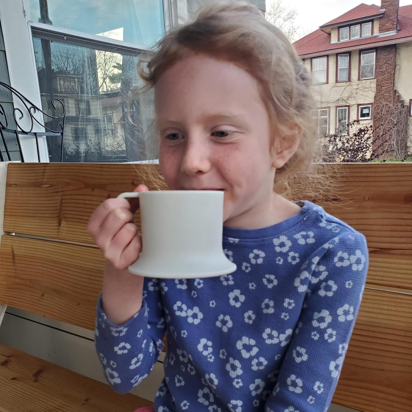 Kids Tumbler and Teacup | 2 Cup Set (6 & 7 Oz) Sippy Cups Dishwasher/Microwave Safe 3.5" x 4" | 2 Wide Base Toddler Cups Polypropylene Plastic Dinnerware Set | Open Sippy Cup for 6+ Month Old