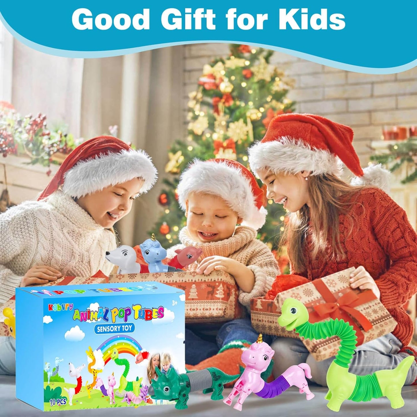 10 Pack Pop Tubes,Dog pop Tubes, Animal pop Tubes Fidget Toys,Sensory Tubes Fidget Toys for Kids,Toddler Sensory Toys,Fidget Tubes Party Favors,School Reward,Gift for Kids(10 Pcs, Classic Style)