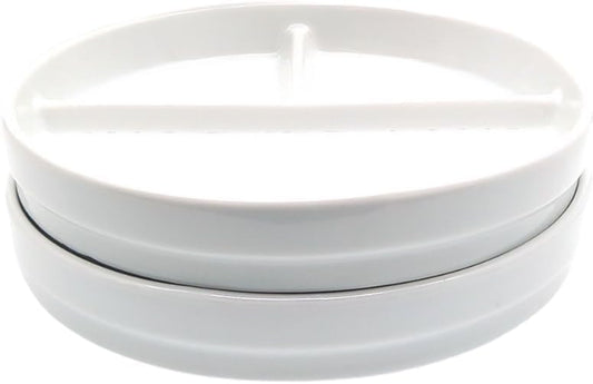 Elk and Friends Kids 7.8” Porcelain White Plates | Divided Plates | Suitable for Kids/Toddlers | Microwave & Dishwasher Safe | Non Slip | Snack Dishes | 2 Pack