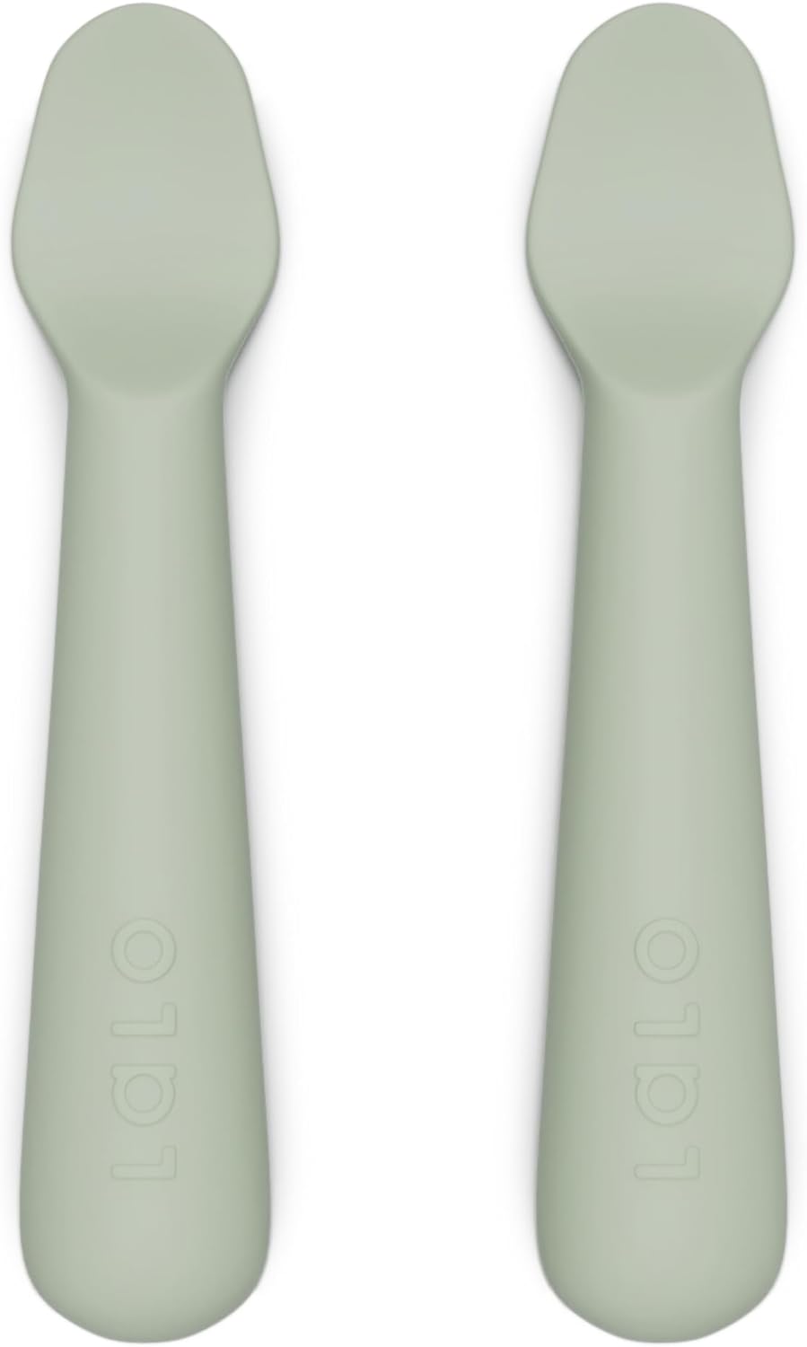 Lalo Little Spoon Set - 2 Piece Baby Spoons Set for Infants & Babies - Made From Food Grade Silicone Dishwasher Safe - Baby Feeding Essentials for Early Stage Mealtime - Sage