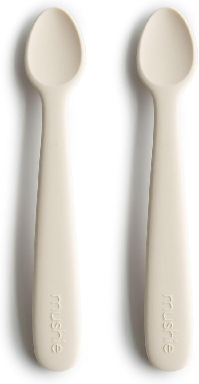 mushie Silicone Baby Feeding Spoons | 2 Pack (Ivory)