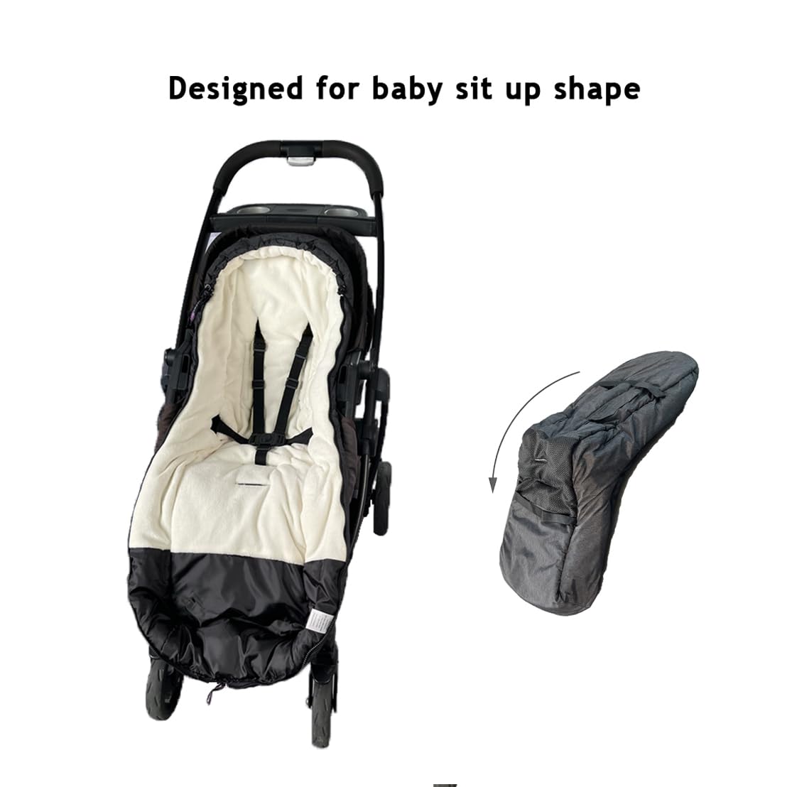 Funlife Anti-Kick Waterproof High Performance Winter Stroller Footmuff Fits All Travel Gear,Front Piece Height Adjustable and Removable,M6-4T