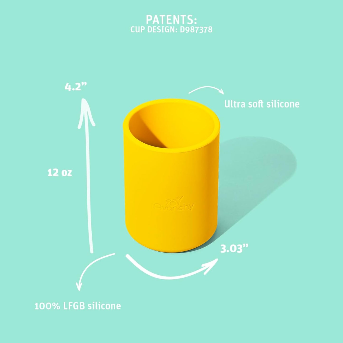 Avanchy Silicone Training Cup – 12 oz Open Cup for Toddlers and Infants – Ideal for Baby Led Weaning and Transitioning from Bottles, White