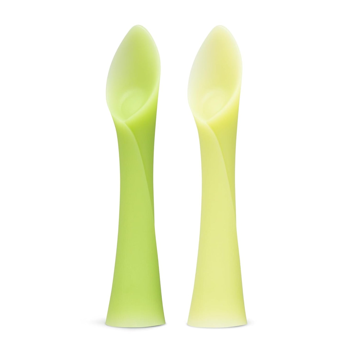 Olababy 100% Silicone Soft-Tip Training Spoon for Baby Led Weaning 2pack (Kiwi/Lemon)