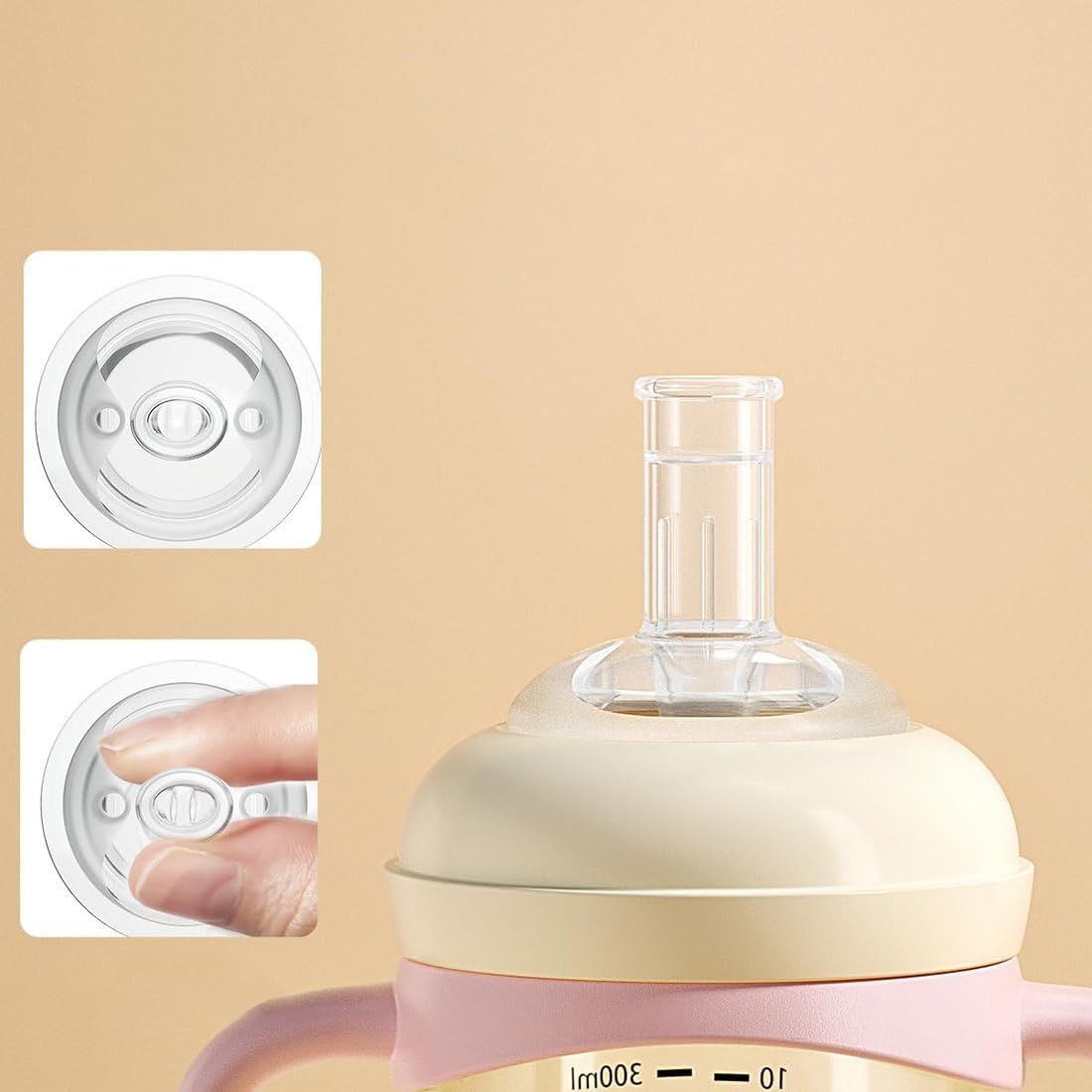 Toddler Sippy Cup 10oz, Weighted Straw Baby Drinking Water Bottle with Valved Spout for 6+ Months, 300ml/Pink/3Pack