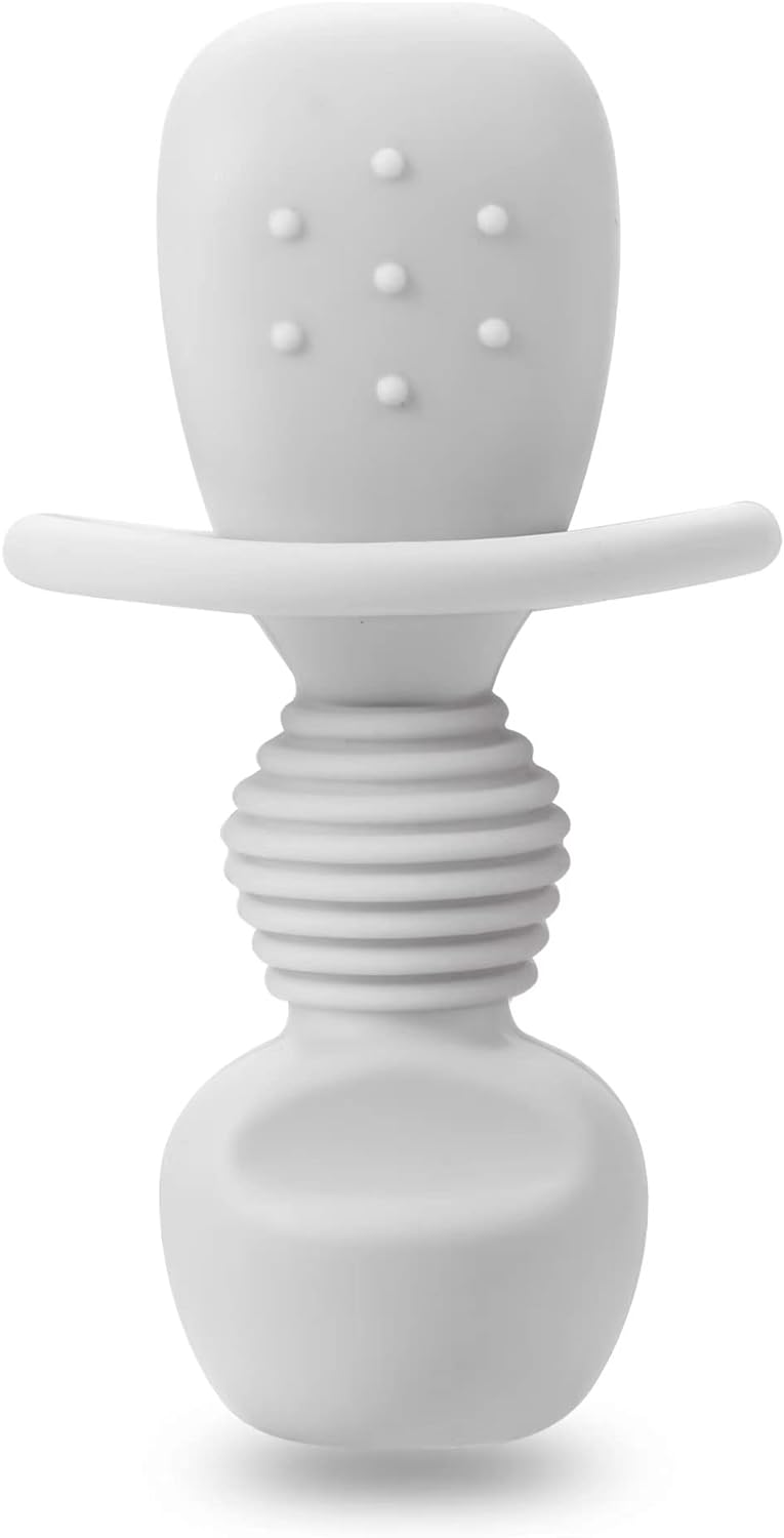 PandaEar 6 Pack Silicone Baby Spoons and Fork Feeding Set- Anti-Choke First Self Feeding Utensils for Baby Led Weaning Ages 3 Months (Tan,Walnut&Grey)