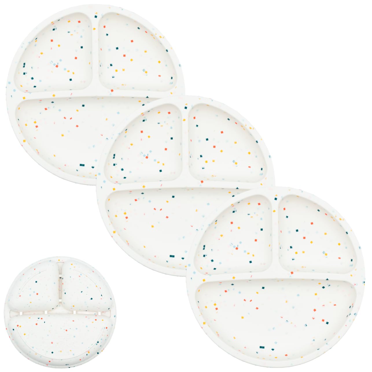 WeeSprout Silicone Divided Plates (No Lids), 100% Food Grade Silicone Divided Plates for Toddlers & Kids, Dishwasher & Microwave Safe
