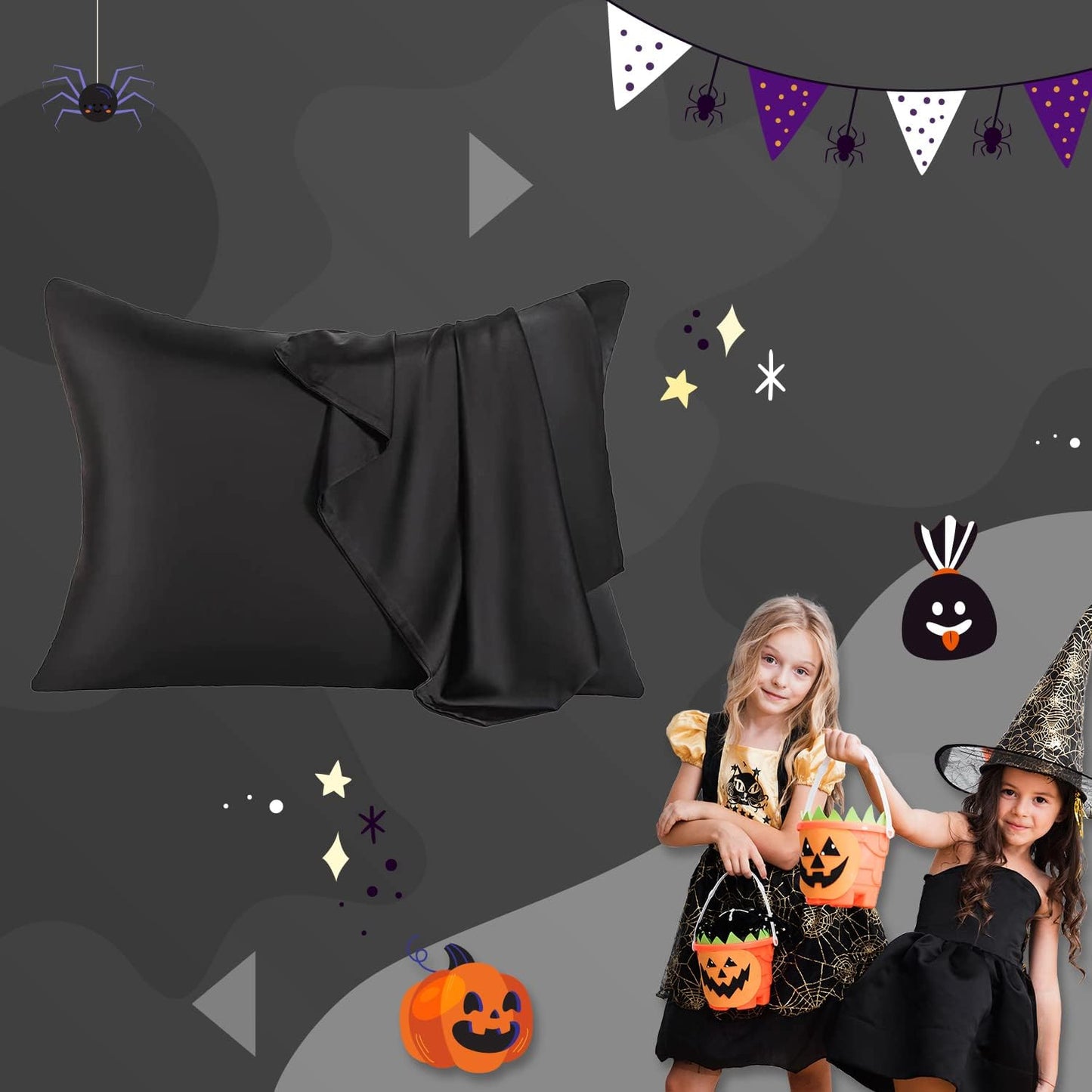 Mulberry Silk Pillowcase for Hair and Skin,King Size Cooling Silk Pillow Case with Hidden Zipper,Allergen Proof Dual Sides Soft Breathable Smooth Silk Pillow Cover for Women(King,Black)