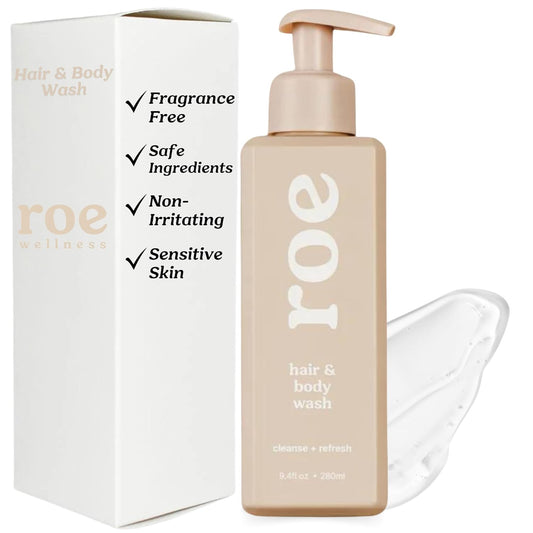 Roe Wellness- Toddler & Baby Body Wash & Shampoo Moisturizing Clean Ingredients | Suitable for Sensitive Skin, Fragrance-Free, Natural Vanilla Scent, Fresh Cleaning | 9.4 fl oz.