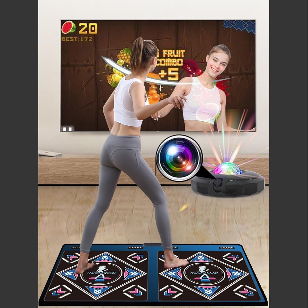 HDMI Musical Electronic Dance mat with a Camera, a 64G Large Memory Card, Including 1000 Games,650 Songs,81 Music Videos,for Single/Double Users, a Luxurious Gift for Boys and Girls