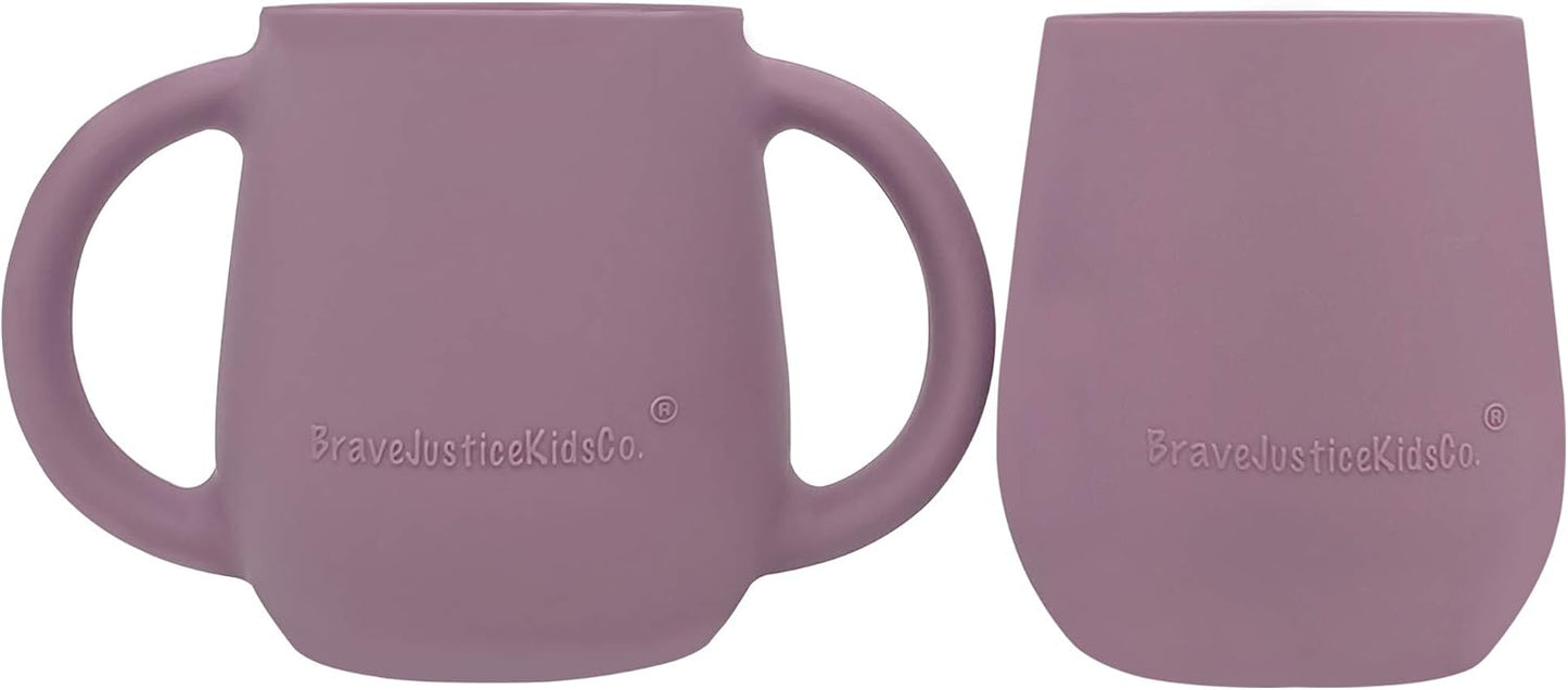 | Teenie Tiny™ Silicone Developmental Baby-Led Weaning Drinking Cups (2 pack) (Mauve)