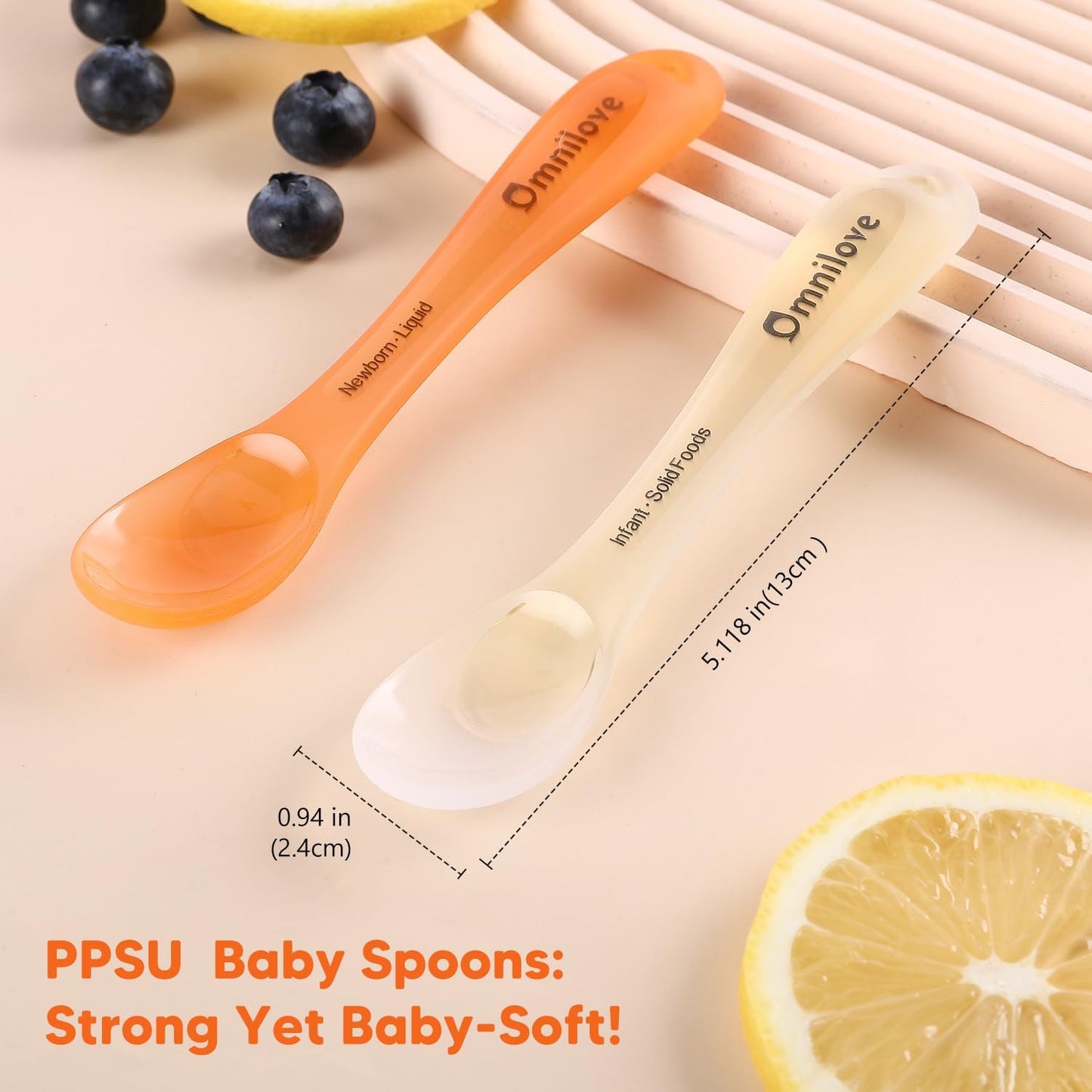 Silicone Baby Spoons 2-Pack with Case, New Born Self Feeding Toddler Spoon, Baby Led Weaning Supplies, Toddler Utensils with Safety Chain, Baby Eating Essentials, Dishwasher Safe