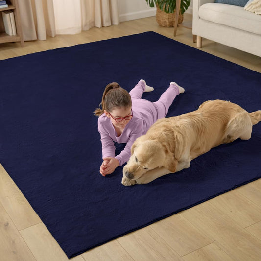 GORILLA GRIP Ultra Soft Washable Area Rug, Stain and Slip Resistant Plush Thick Carpet for Bedroom Living Room, No Shed Floor Rugs, Pet Friendly, Dorm Essentials, Kids Nursery Home Decor 4x6 Navy Blue