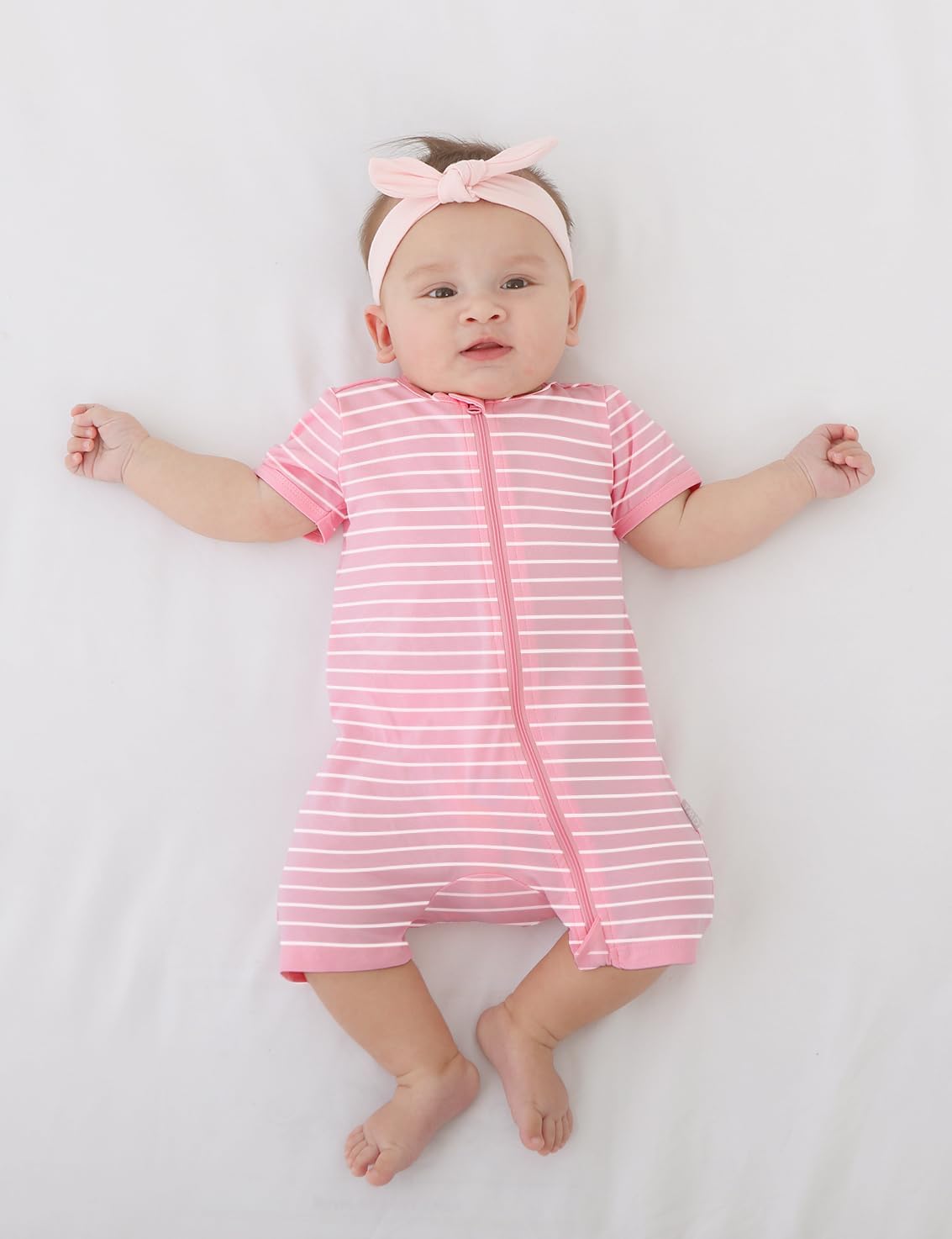 Jimonda Baby Rompers Cotton Baby Boys Baby Girls Short Sleeve Sleepers Pjs Two Way Zipper One-piece Neutral Sleep and Play