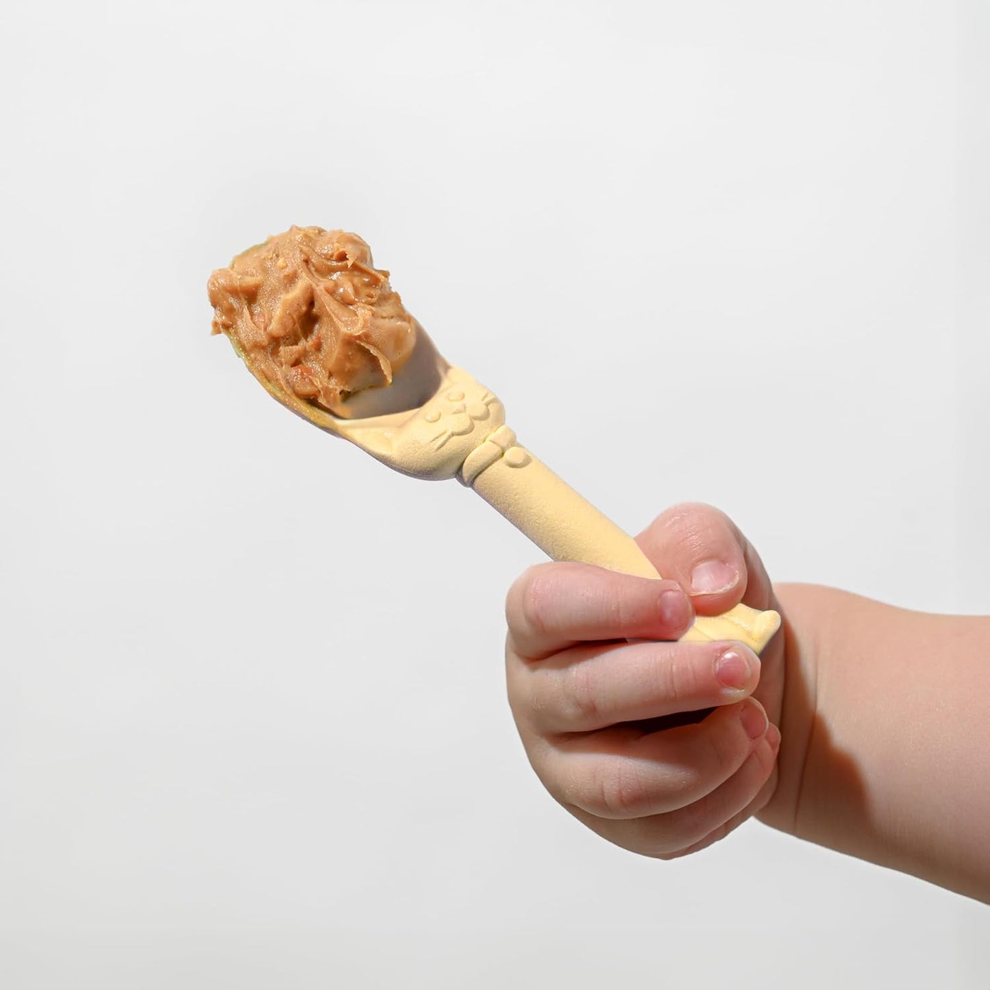 Made in USA Spoon la la Toddler Utensils Set - 2 Pack (1 Spoon & 1 Fork for Kids) - Self-Standing 3D Ergonomic Cat & Dog Handles - BPA-free, Dishwasher Safe, Baby Silverware (Yellow)