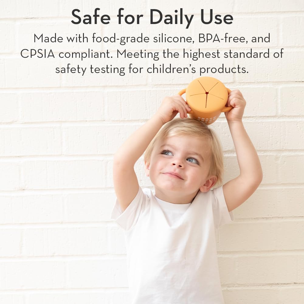 Snack Cups for Toddlers by Bella Tunno, Set of 2 Silicone Spill Proof Food Containers with Lids, Babies & Kids 6-12 Months, Got Snacks & Get in My Belly