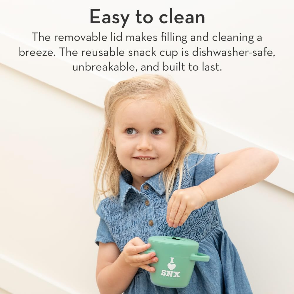 Bella Tunno Snack Cups for Toddlers, Silicone Spill Proof Food Container with Lid, Babies & Kids 6-12 Months, Love First Bite