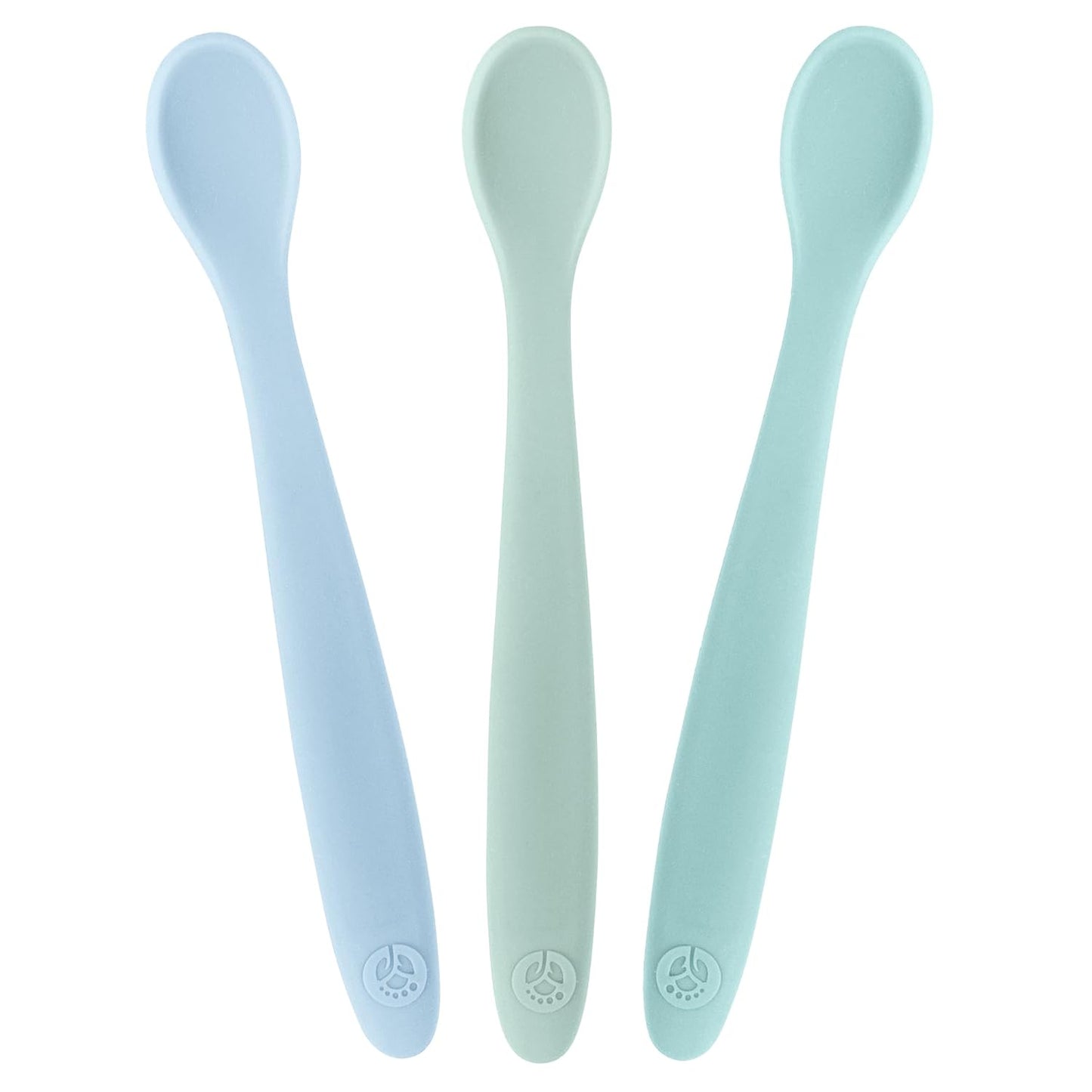 WeeSprout Silicone Baby Spoons - First Stage Infant Feeding Utensils With Soft-Tip, Bendable Kitchenware for Parent & Self-Feeding, Ultra-Durable, Dishwasher Safe, Travel Case, Set of 3