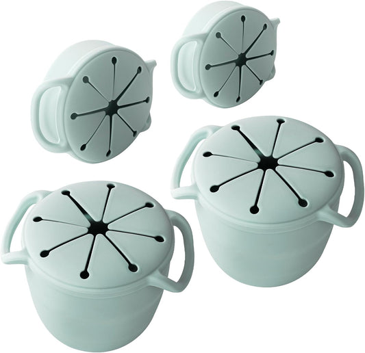 Snack Cups for Toddlers Spill Proof,Baby Snack Containers,Collapsible Food Grade Silicone Snack Cup,Dishwasher Safe and BPA Free,Set Of 2,13 Oz,Blue