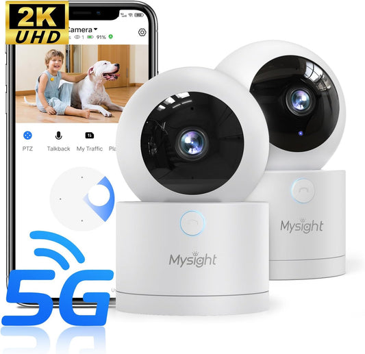 [5G & 2.4G] 2K Pan/Tilt Security Cameras for Home Security Indoor, AI Voice Change for 2-Way Talk, Motion Detection, 24/7 SD Recording/Cloud Storage, Baby Monitor/dog/Pet Camera with Phone App, 2