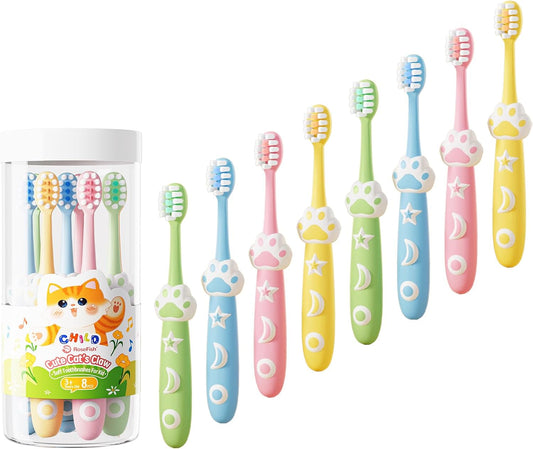 8 Pack Kids Toothbrushes Extra Soft Toddler Toothbrush 2-8 Years Children Manual Toothbrushes for Clean Teeth Cute Kid Toothbrushes Make Your Toddler Love Brushing Teeth