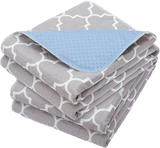 OUTCREATOR® Washable Bed Pads 34" x 56" (Pack of 2), Incontinence Mattress Protector, Anti-Slip Waterproof Underpads for Adults Kids Elderly Pets, Absorbency & Reusable Bedwetting Pads (Gray)