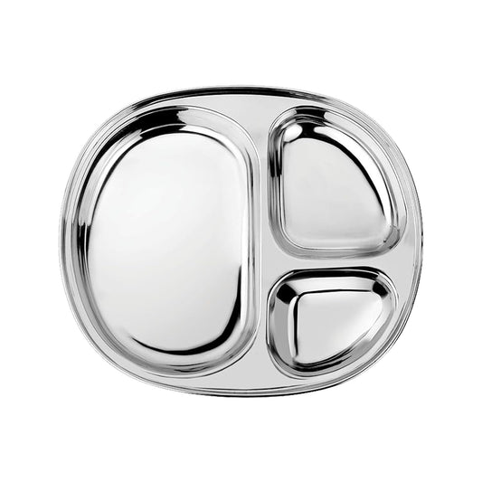 Ahimsa Stainless Steel Kids Plates - Divided Toddler Plates, Pediatrician Designed, Non Toxic Toddler Plate, Camping Plate, BPA Free & Dishwasher Safe (Single)