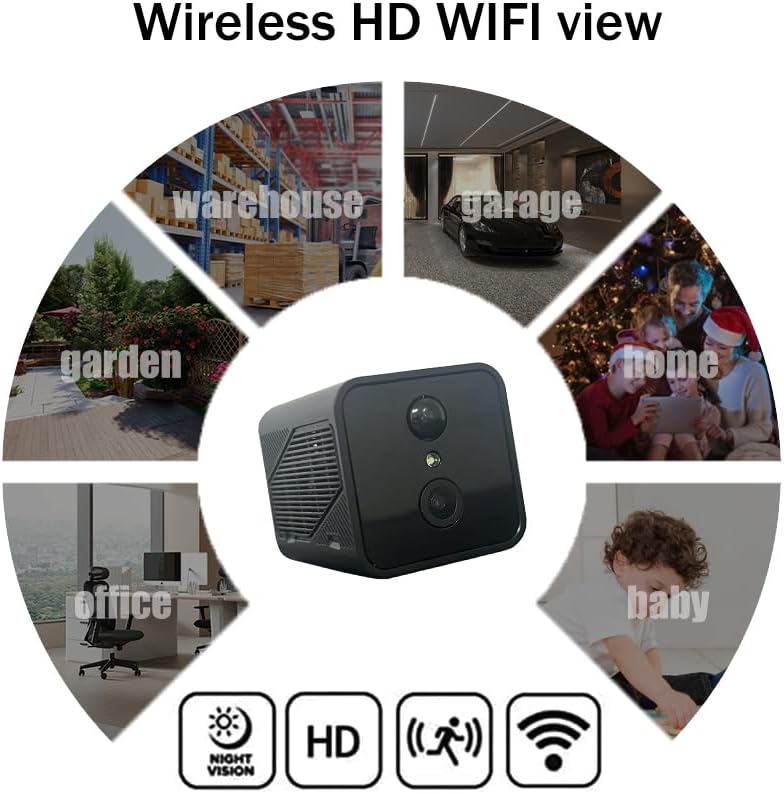 Mini Indoor Camera for Home Security, Night Vision, Motion Detection, 2-Way Talk, Cloud Storage, Rechargeable Battery Dog Camera with Speaker,Nanny Cam Baby Camera, 2.4G WiFi Only