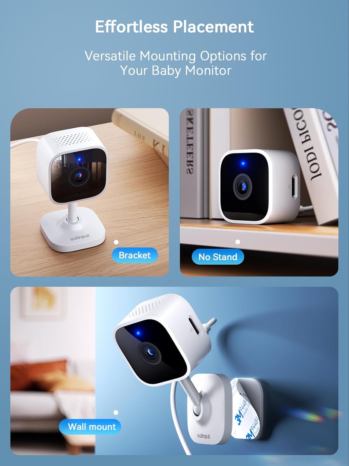 Outinput Indoor Security Camera 2K WiFi Cam丨Home Security, Baby Monitor, Pet Camera丨Smartphone Control, Instant Alert, Motion Detect, Night Vision, Cloud&Local Storage, Share to Family