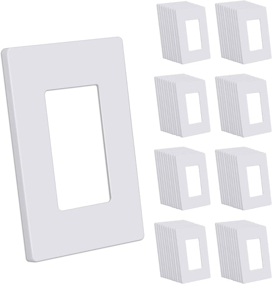 CML Screwless Decorator Wall Plates, 80 Pack 1-Gang Light Switch Covers, Single Decor Receptacle Outlet Cover, Impact Resistant, Standard Size 2.91” X 4.68”, UL Listed, Gloss White