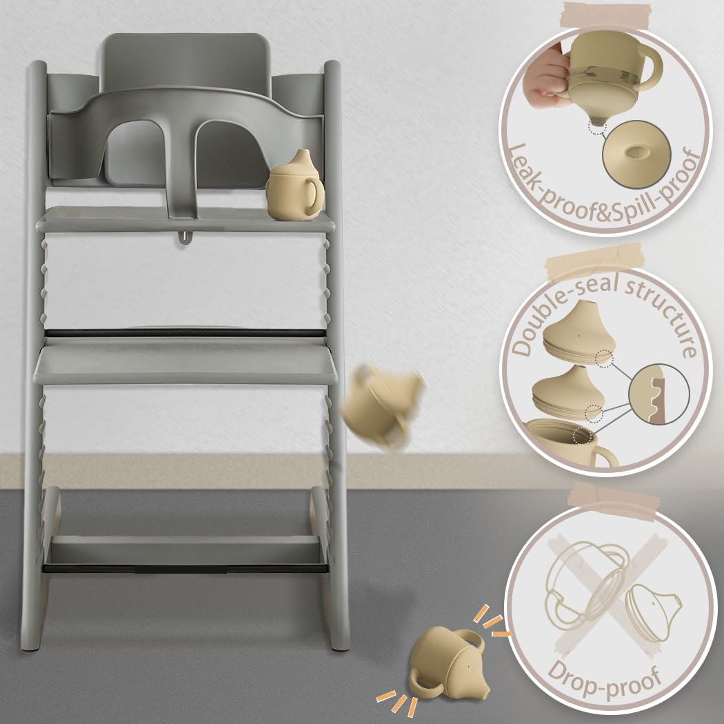 Moonkie Silicone Baby Sippy Cups | 3 Stages Training Cup Straw Cup for Infants Toddlers and Kid | 4 oz 2Pack