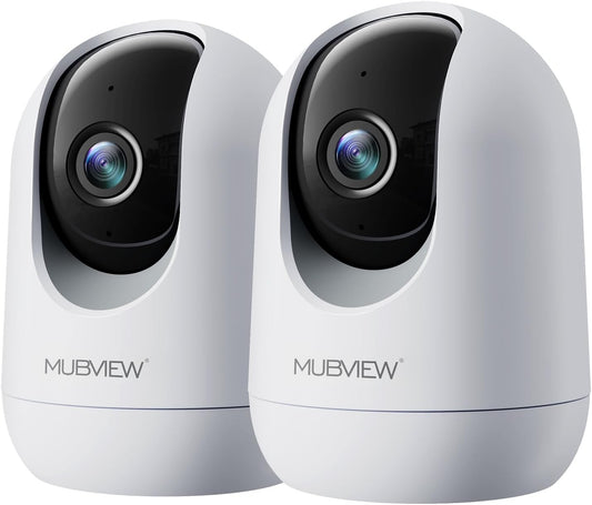 MUBVIEW Cameras for Home Security, 2.4/5GHz WiFi 2K Indoor Wired Se2.curity Baby/Pet Camera with Phone App, Night Vision, 24/7 Record, 2-Way Audio, Motion Tracking, Cloud Storage