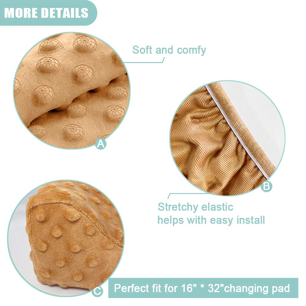 Owlowla Changing Pad Cover, Soft Minky Dots Changing Table Sheets for Baby Boy and Girl 2Pack(White/Classic Brown)