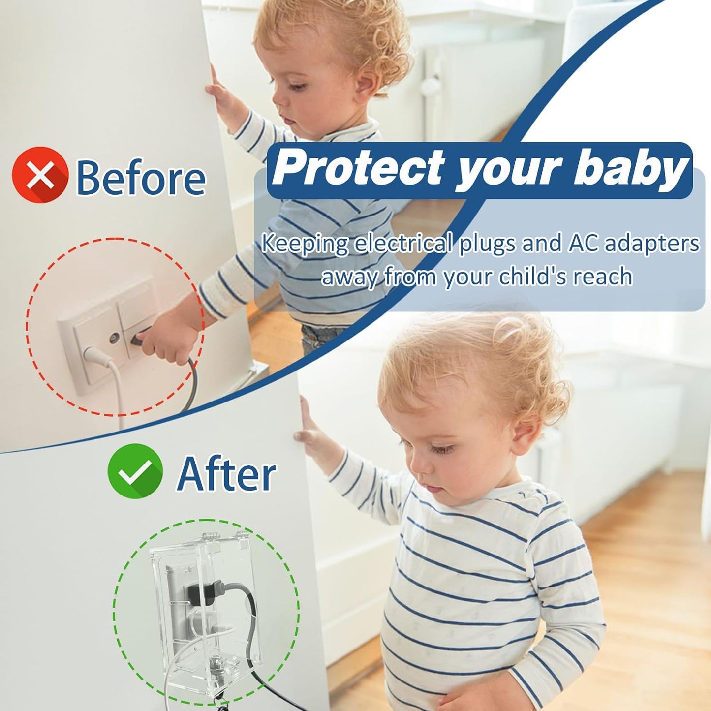 Smart Home Switch Cover Outlet Covers,Plug Covers for Electrical Outlets,Socket Covers for Outlets Fit 4.95" H X 3.35" W X 2.56" D or Smaller,Provide Extra Space Inside for Plugs,Adapters