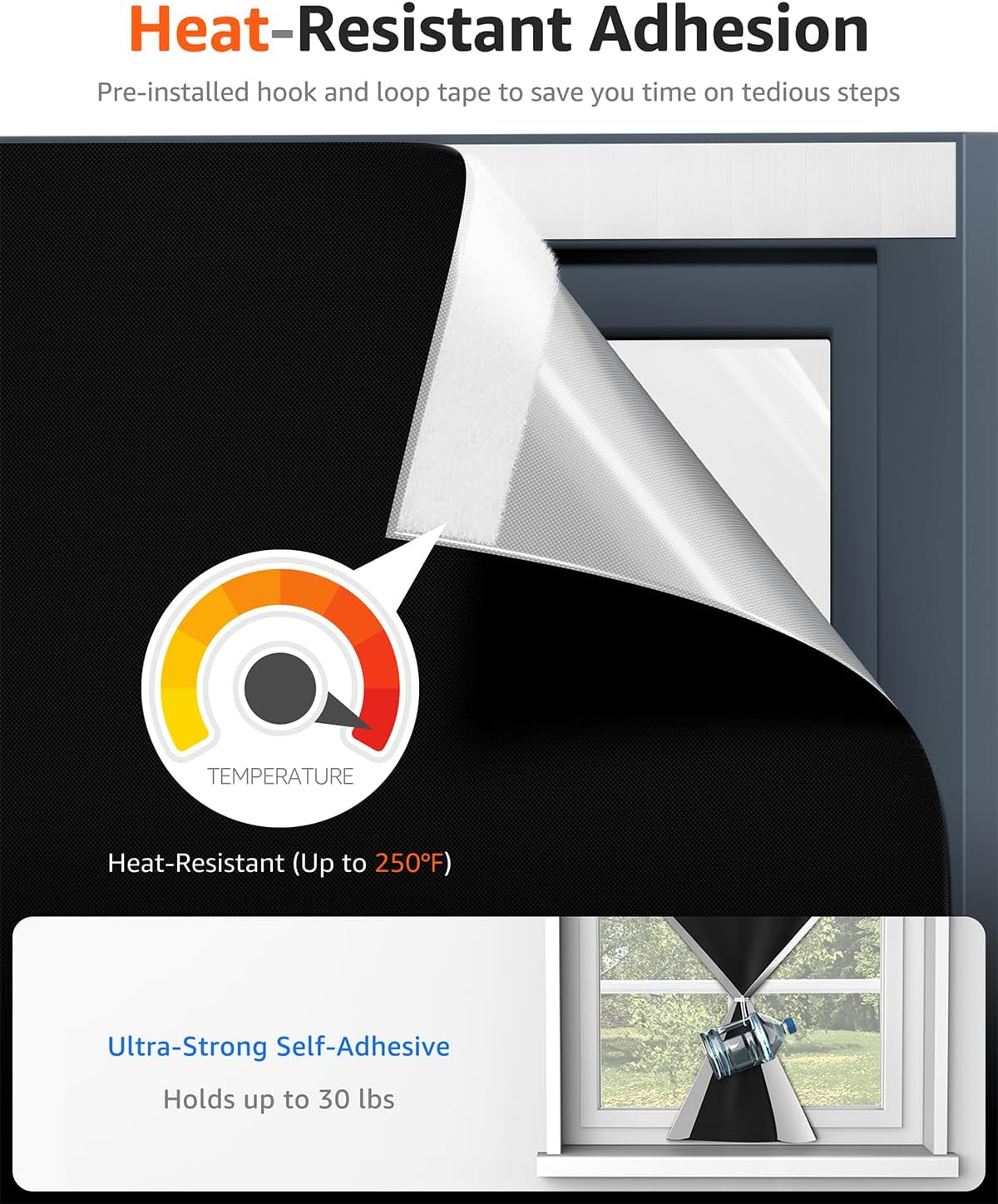 Sumobaby Blackout Curtains for Bedroom Portable 52"x72",No Drill Blackout Shades with Upgraded Hook&Loop Tapes,100% Black Out Window Cover,Thermal Insulated Blinds for Bedroom,Nursery(1 Panel,Black)