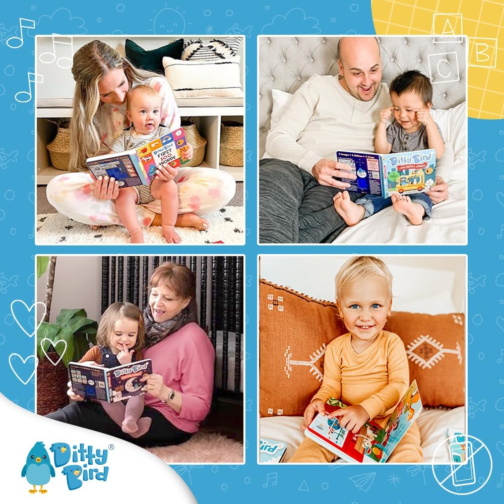 Ditty Bird Musical Books for Toddlers | Interactive Nursery Rhymes Book with Sound | Old Macdonald’s Farm, Twinkle Little Star & More Songs | Fun Baby Book for 1-3 Year Olds (Bedtime Songs)