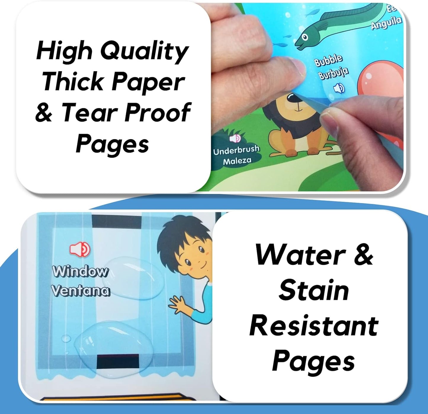 ZEENKIND Spanish & English Talking Learning Book for Kids 2 3 4 5 6 Years Old, 420 Words Toddler Educational Toys to Learn Spanish Interactive Audio Sound Books Bilingual Musical Toy Juegos para Niños