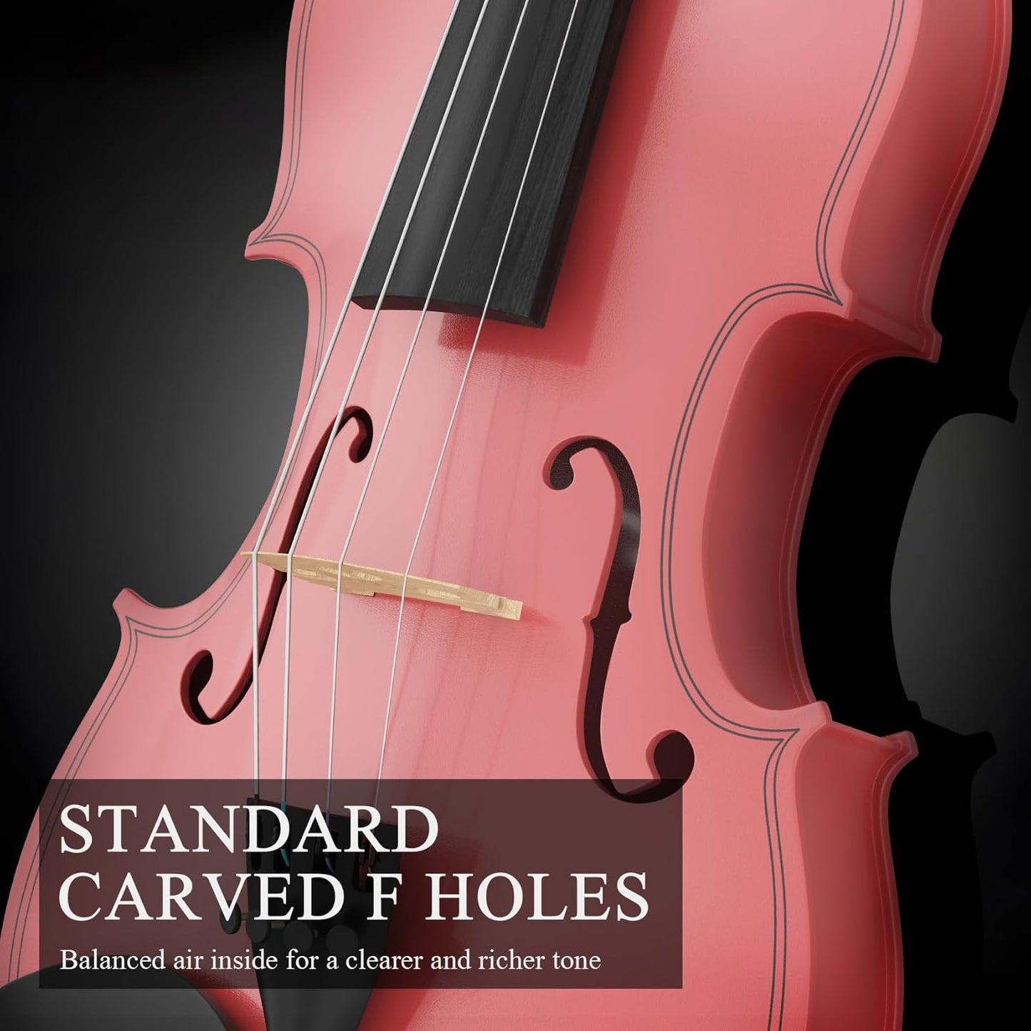 1/2 Beginner Violin Set,Complete Violin Kit with Case, Bow, Rosin, Pink