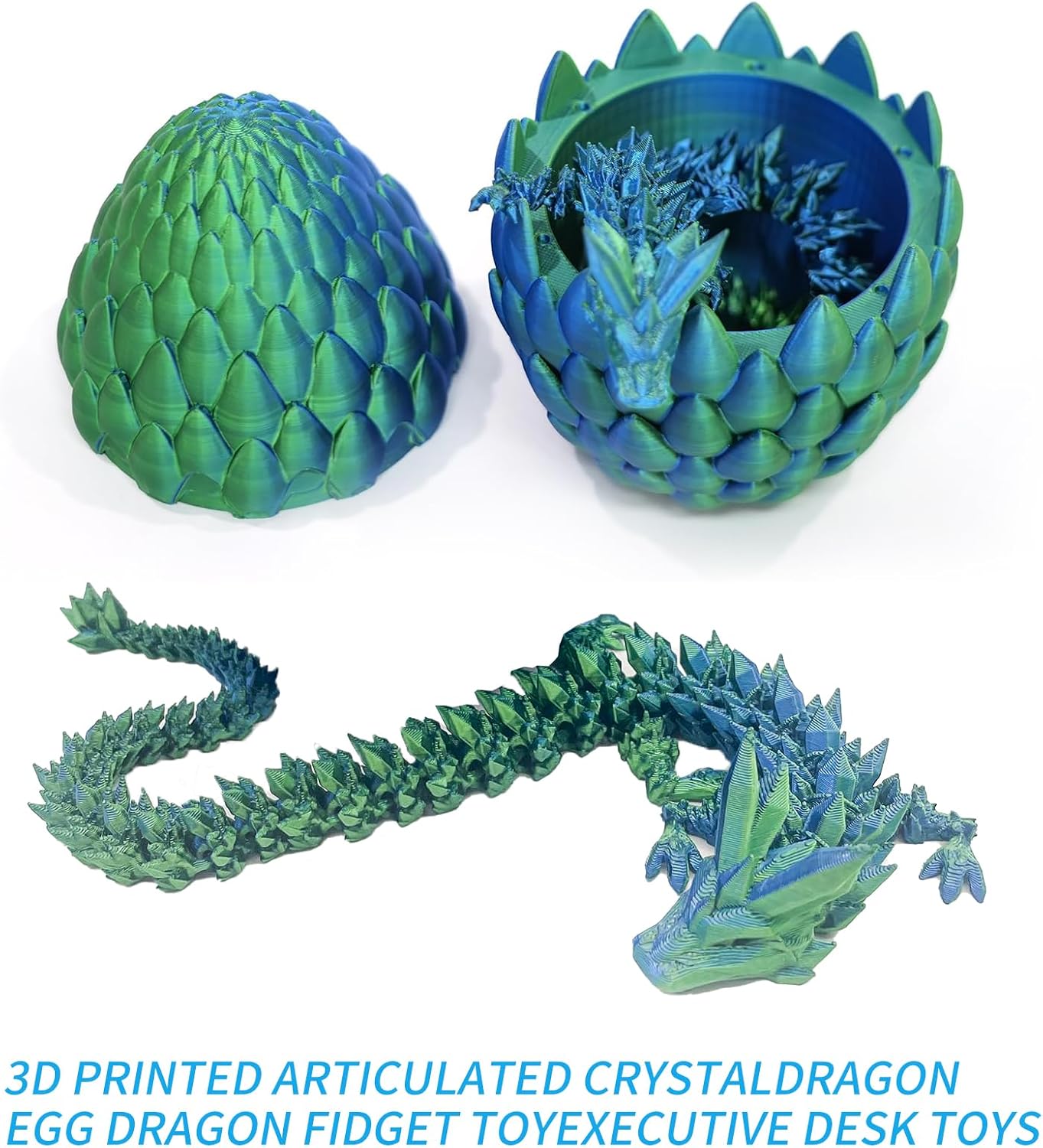 Easter Dragon Eggs 3D Printed Dragon Egg with Dragon Inside Articulated Crystal Dragon Fidget Toy Mystery Easter Suprise Home Office Decor Executive Desk Toys