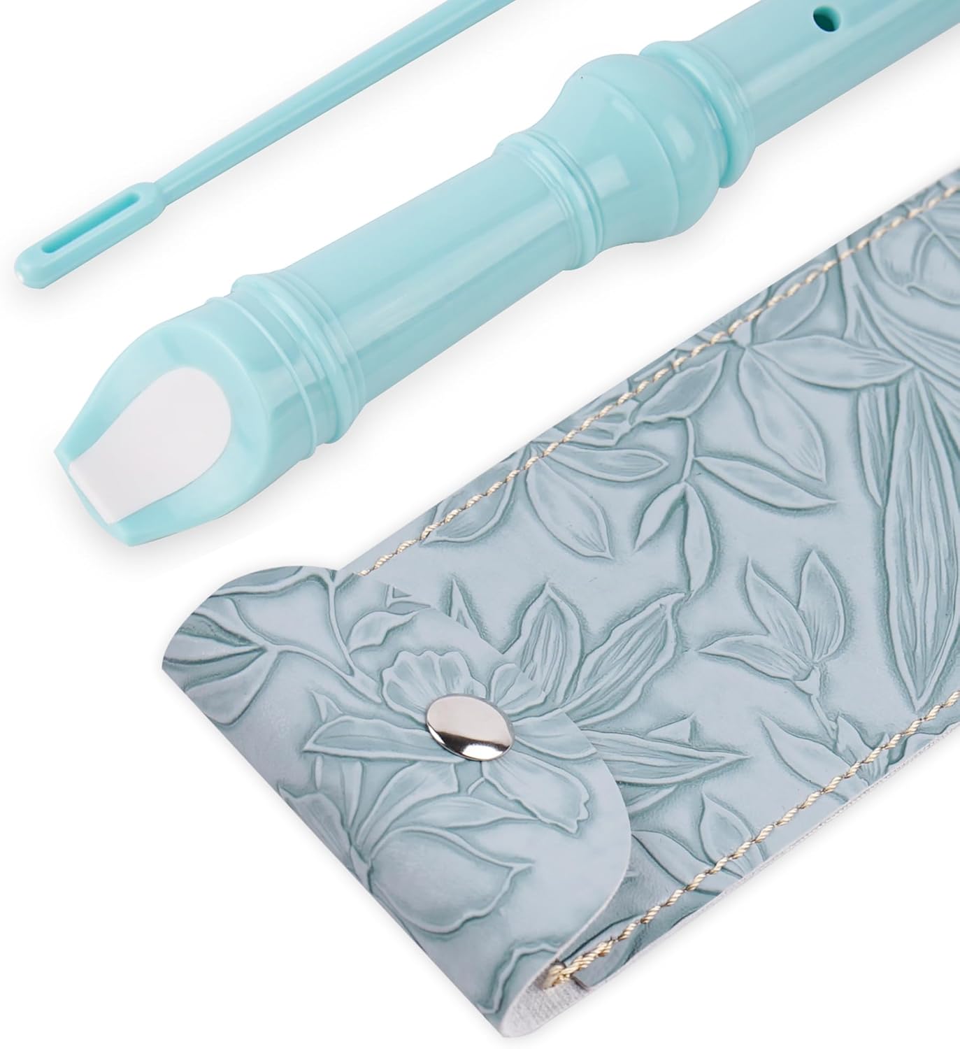 Recorder Instrument for Beginner Kids Adults,8-Hole Soprano Descant Recorder Music Flute with with Cleaning Rod & Leather Case For School Student Home Entertainment(2-Carved Light Blue)