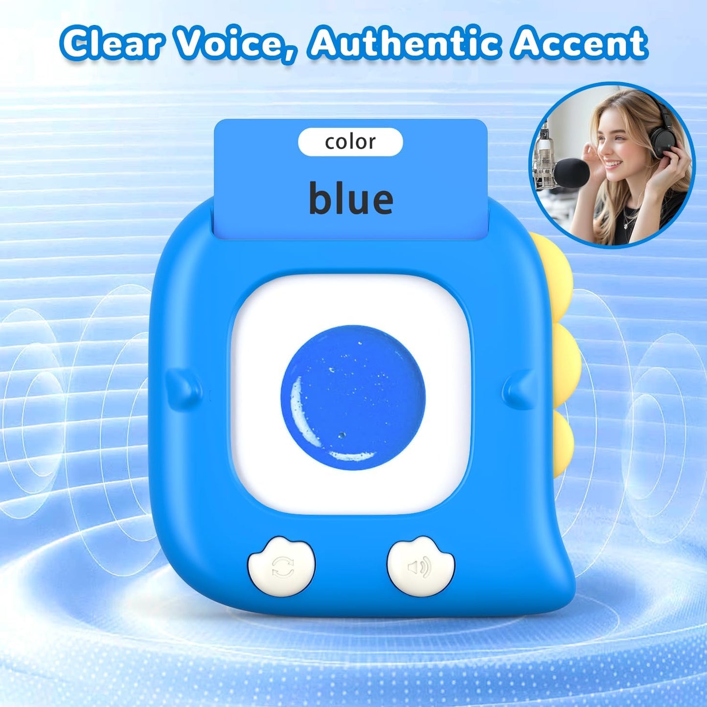 Kidzdo Dinosaur Talking Flash Cards with 254 Words, Birthday Gifts for Ages 1-6 Boys, Educational ABCs Learning Toys, Toddlers Pocket Speech Therapy Toys for 2 3 4 5 6 Year Old Kids, Blue